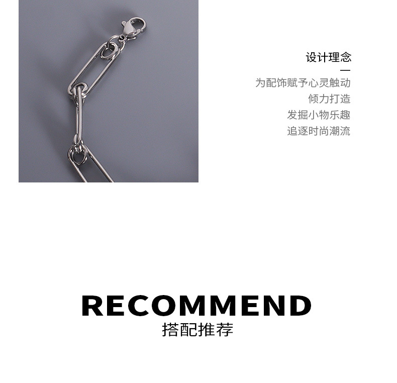 French Style Paper Clip Pin Chain Collar Titanium Steel Bracelet Earrings display picture 3