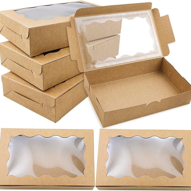 Amazon Cross-border Kraft Paper Window Box Cake Dessert Biscuit West Point Packaging Box White Card Folding Paper Box Wholesale