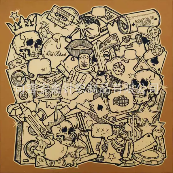 Cotton 55x 55cm American Style Vintage Printed Square Scarf Skull Head Hip-Hop Hip-Hop Halloween Decorative Headscarf