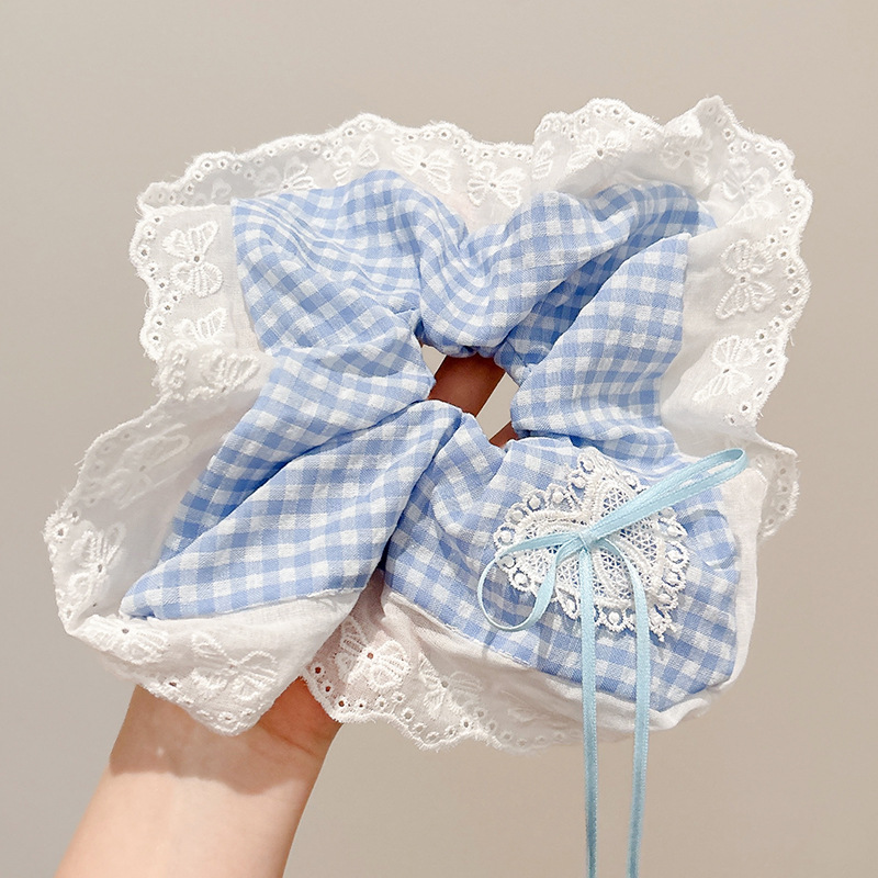 Primavera y verano, fresco, enrejado floral, diadema de intestino grueso, sentido avanzado femenino, bola dulce, cuerda para el cabello, tocado grande