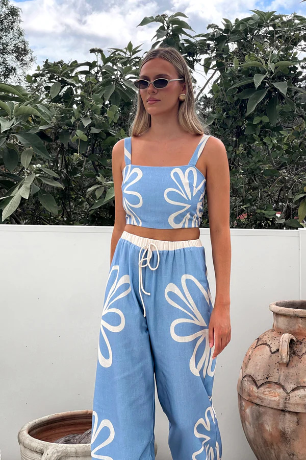 2 Pieces Set Quantity Holiday Women's Streetwear Flower Polyester Pant Co-ord Set Pants Sets