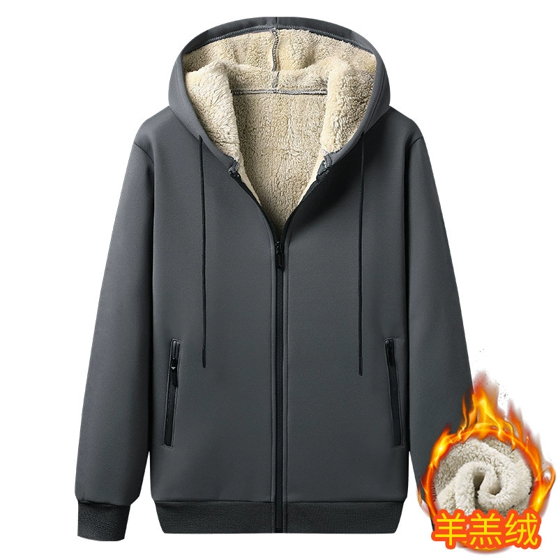 Winter sports suit with hood, cardigan with zipper, fleece set, sweatshirt, warm trousers, 2 piece set