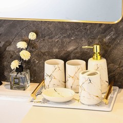 北欧家庭用トイレ描金洗面セット創意大理石紋ローションボトルうがいカップ風呂置物