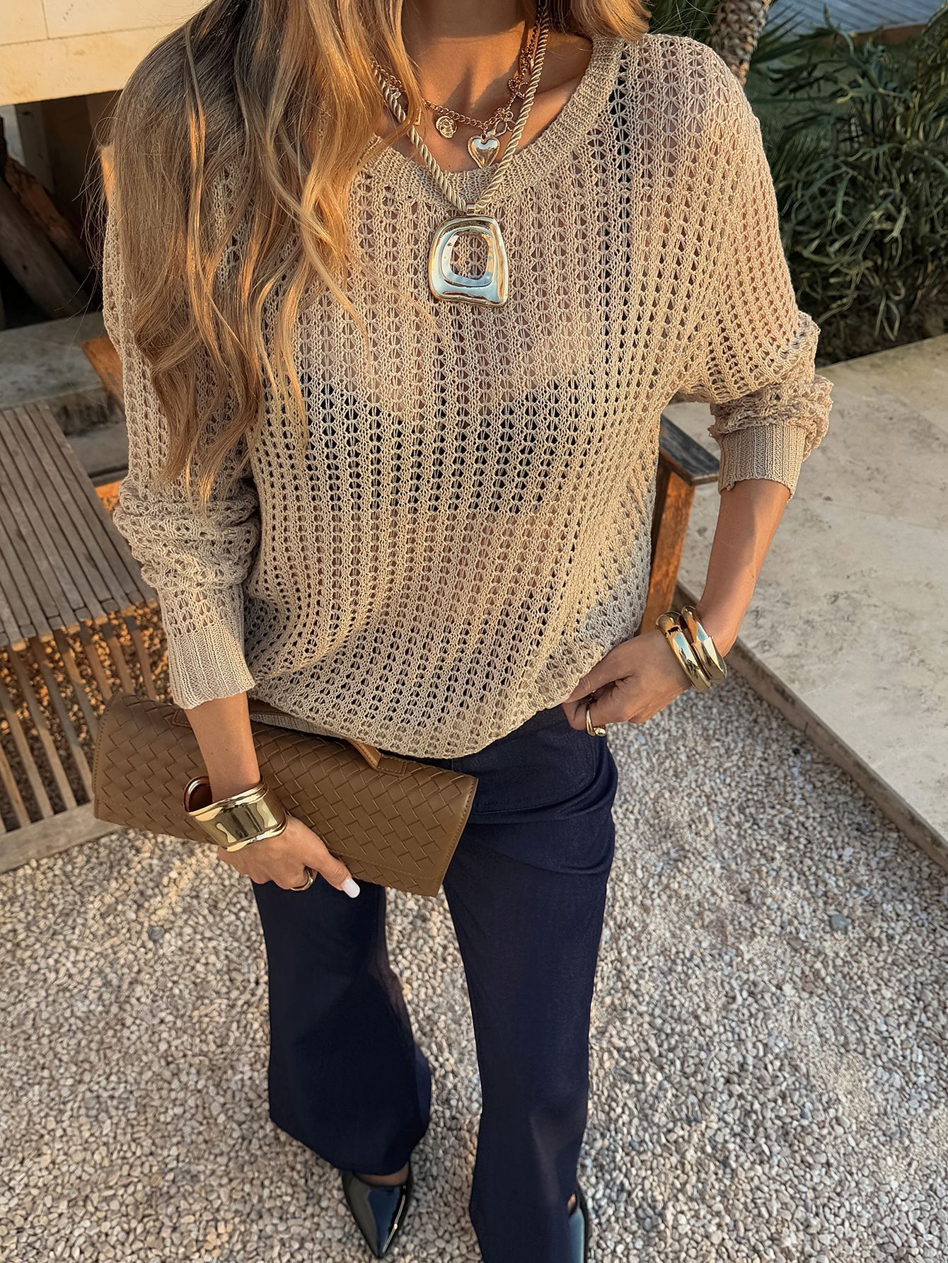 Kaikuo Europa y los Estados Unidos transfronterizos 2026 primavera y verano ropa de mujer vaciada suelta de cuello redondo lana chaqueta de vacaciones mujer Amazon image 1