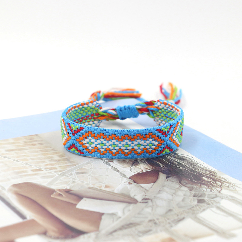 Nueva Cruz-frontera popular de color bohemio tejido pulsera fans correa de muñeca pulsera de la Amistad artística