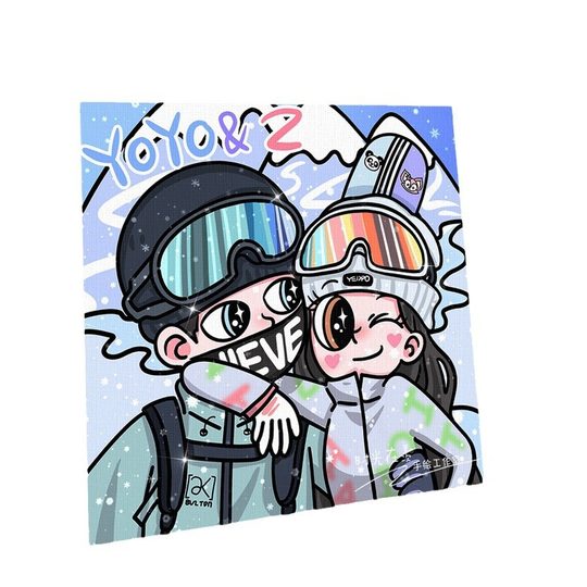 Princess xingdie hand painted decorative painting oil painting printing birthday living room cartoon painting couple portrait girlfriends real gift