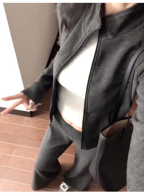 早秋季修身正肩卫衣外套女款韩系穿搭运动一整套装短款小个子上衣|undefined