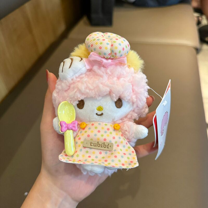 正版三丽鸥小羊piano必爱诺钥匙扣挂饰卡通毛绒玩偶公仔礼物包挂|undefined