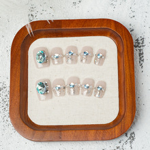 纯手工穿戴甲蓝海眼泪美甲片高端法式美甲贴片春夏新款指甲片分码