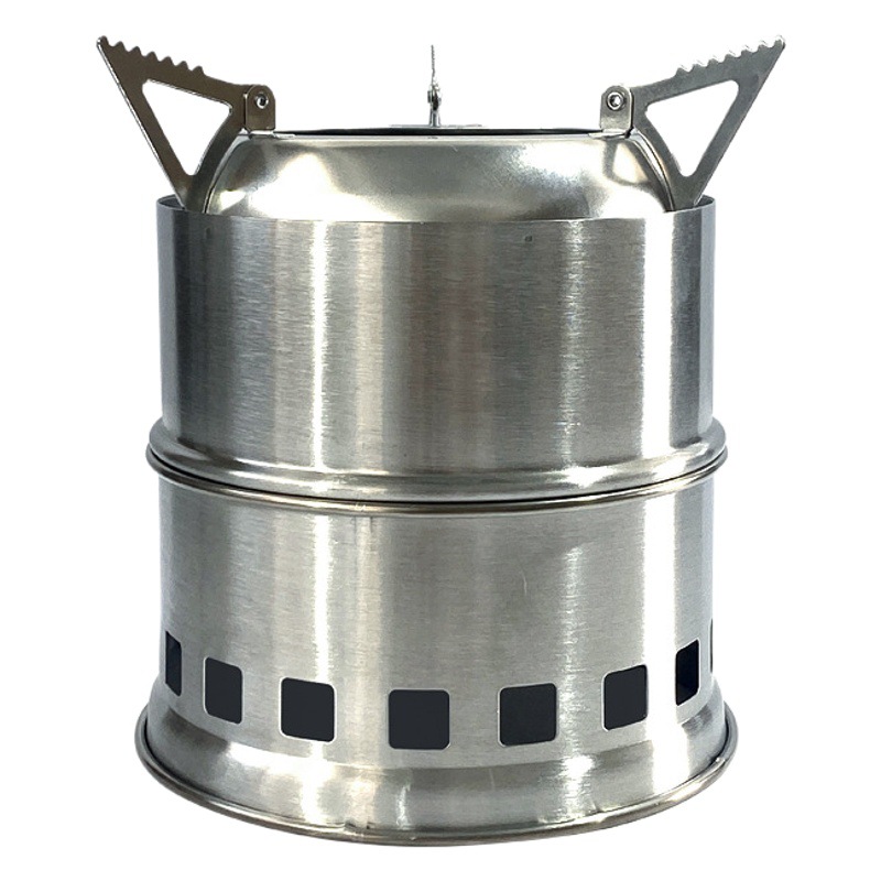 Spot wholesale outdoor folding wood stove stainless steel portable camping stove stove head picnic burning carbon oven