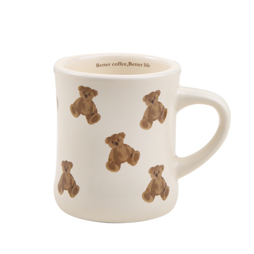 Taza de oso de crema francesa casera Taza de cerámica de mano taza de café de oficina de gran capacidad taza de agua