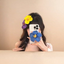 波西米亚氛围感海边沙滩甜美发夹女扶桑花头花饰品夹子刘海夹边夹