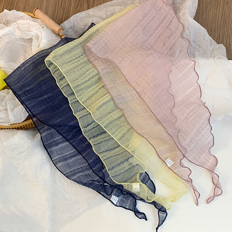 Bufanda triangular babero femenino nuevo estilo literario todo-fósforo cuello bufanda pequeña bufanda de seda pañuelo de sensación de alta calidad accesorios para el cabello pastoral femenino de verano