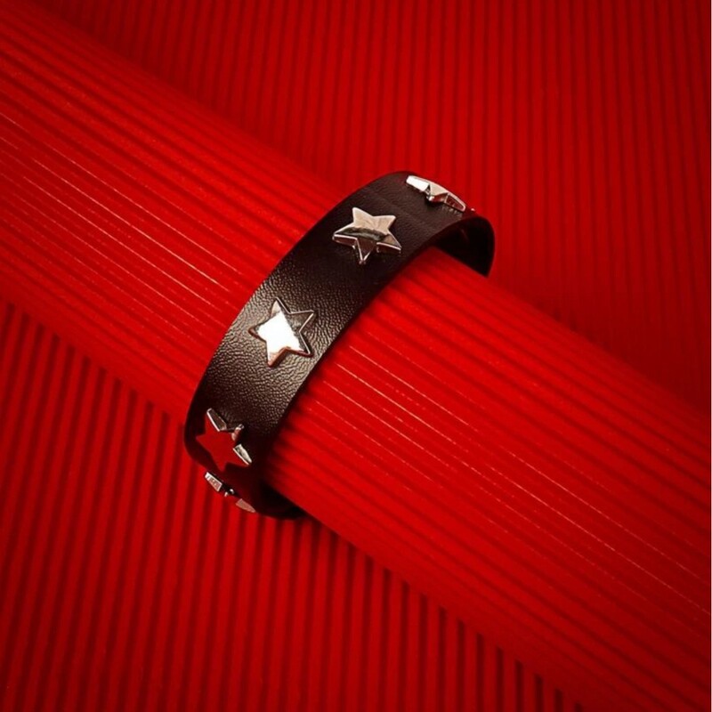 Cross-Border Hot Selling Pu Leather Punk Style Bracelet Choker Rock Dark Style Five-Pointed Star Alloy Bracelet Jewelry