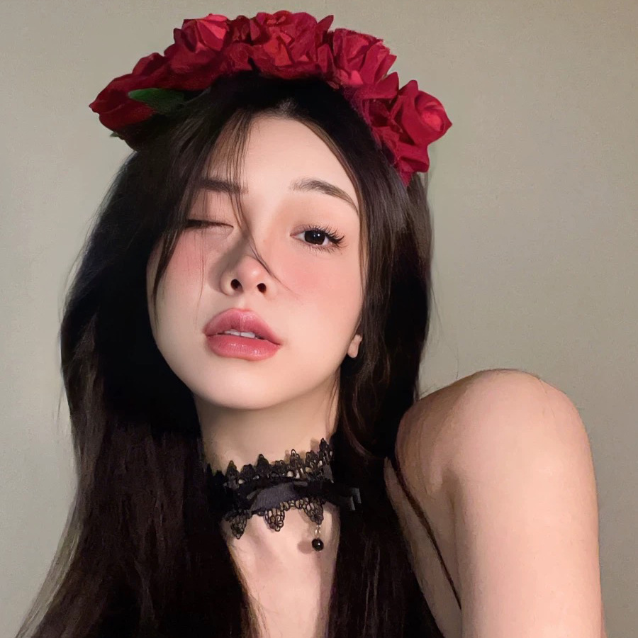 红玫瑰花发箍洛丽塔cos发饰哥特新娘花环Lolita暗黑系头饰万圣节