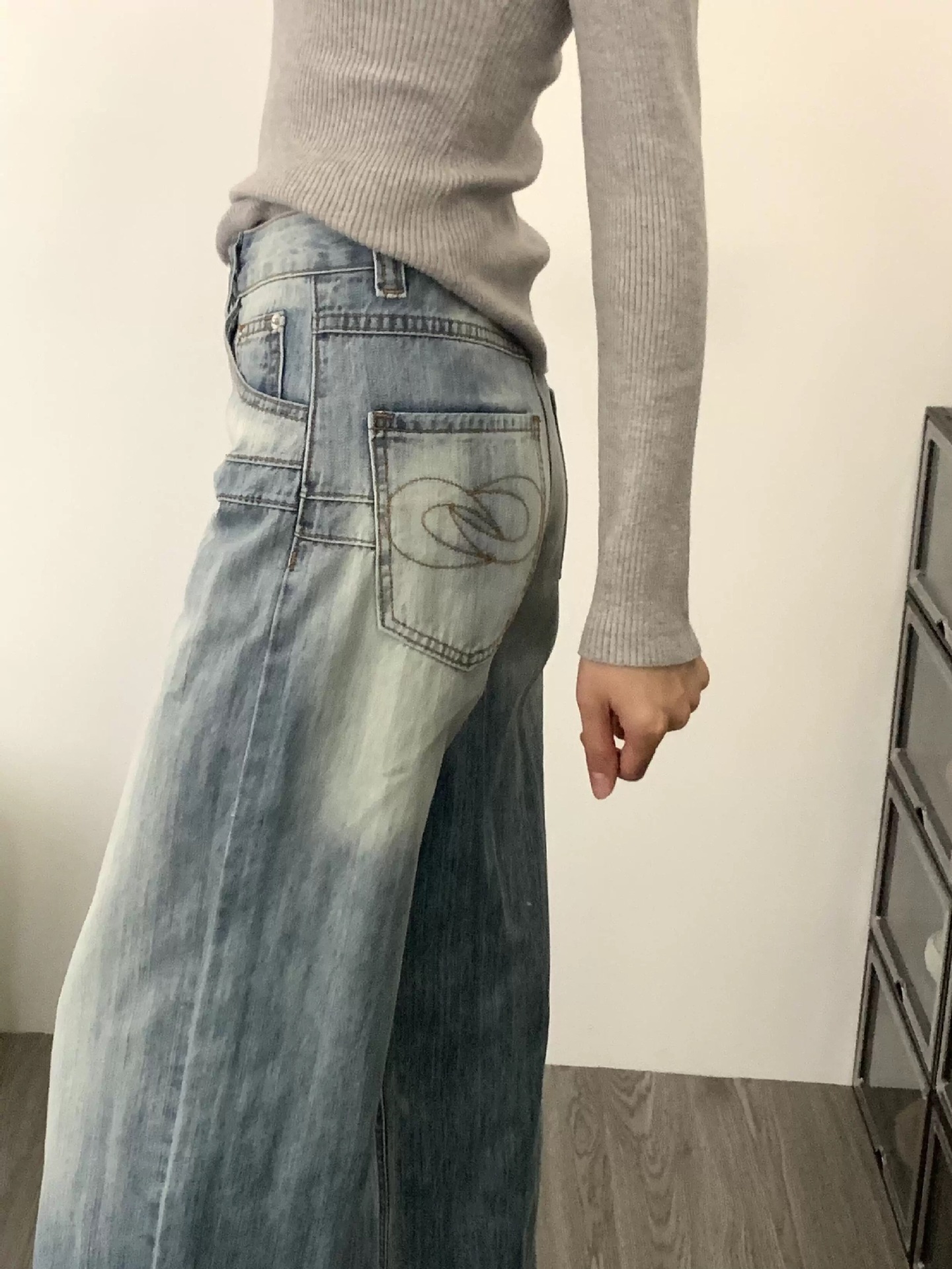 Retro loose straight jeans