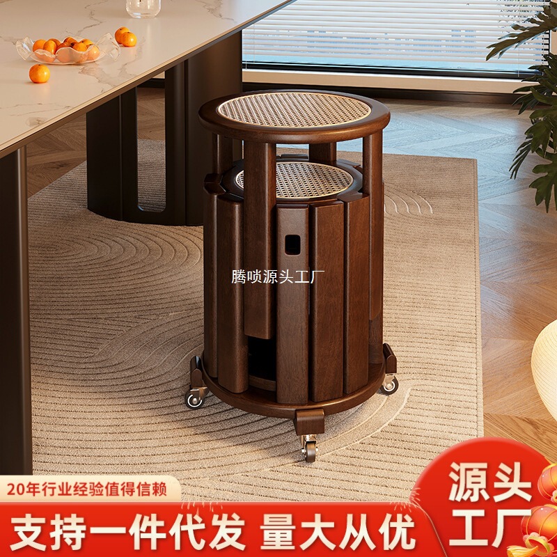 Jiayi 無垢材ラウンドスツール家庭用積み重ね可能な組み合わせスツールモダンなダイニングスツールダイニングテーブルスツール新しい中国風スタッキング|undefined