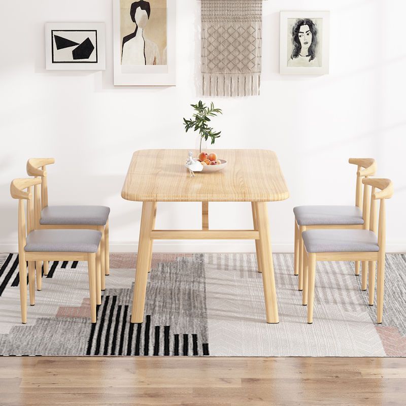 Mesa de comedor nórdica para hogares pequeños, mesa de comedor simple, mesa de comedor de lujo ligera y silla combinada, mesa de comedor de madera maciza, rectangular