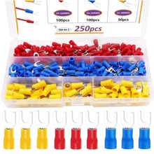 250件22-16/16-14/12-10AWG叉铲连接器 U 型绝缘叉压接端子连接器