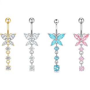 Amazon explosions cross-border e-commerce best selling butterfly pendant round zirconium belly button button button nail piercing jewelry wholesale