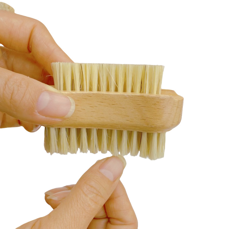 Herramientas de uñas al por mayor transfronterizas Cepillo de manicura estrecho de doble cara de madera maciza Cepillo de lavado de manos Cepillo de limpieza de uñas Cepillo de queratina Cepillo de uñas