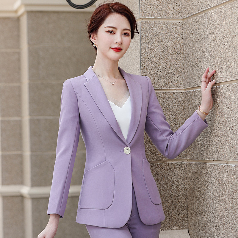 2021 New Pocket business women's pants suit long sleeve suit salesman sales Fashion casual work clothes