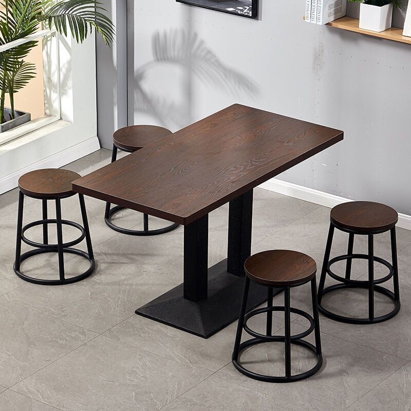Fast Food Restaurant Commercial Dining Table and Chair Set, Milk Tea Shop, Snack Shop, Noodle Shop, Barbecue Shop, Round Stool Dining Table and Chair Set