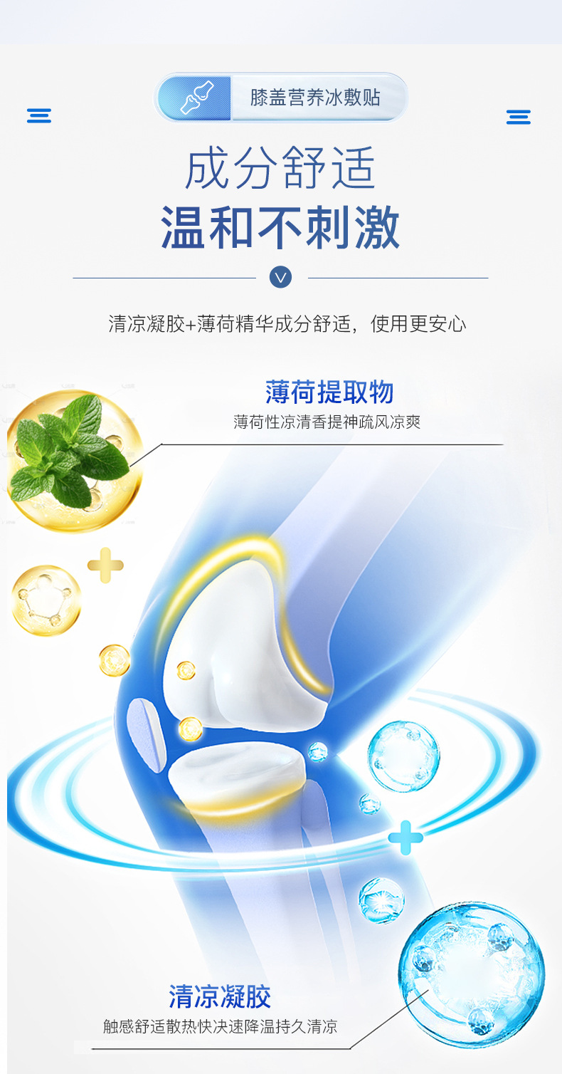 Knee Cooling Hydrogel Patch with Glucosamine Chondroitin 10 Patches per Box key features