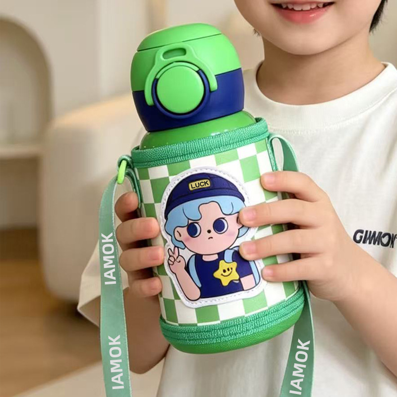 Dibujos animados 316 acero inoxidable doble bebida creativa para niños termo taza de agua de paja de asta regalo de coche portátil al por mayor image 31