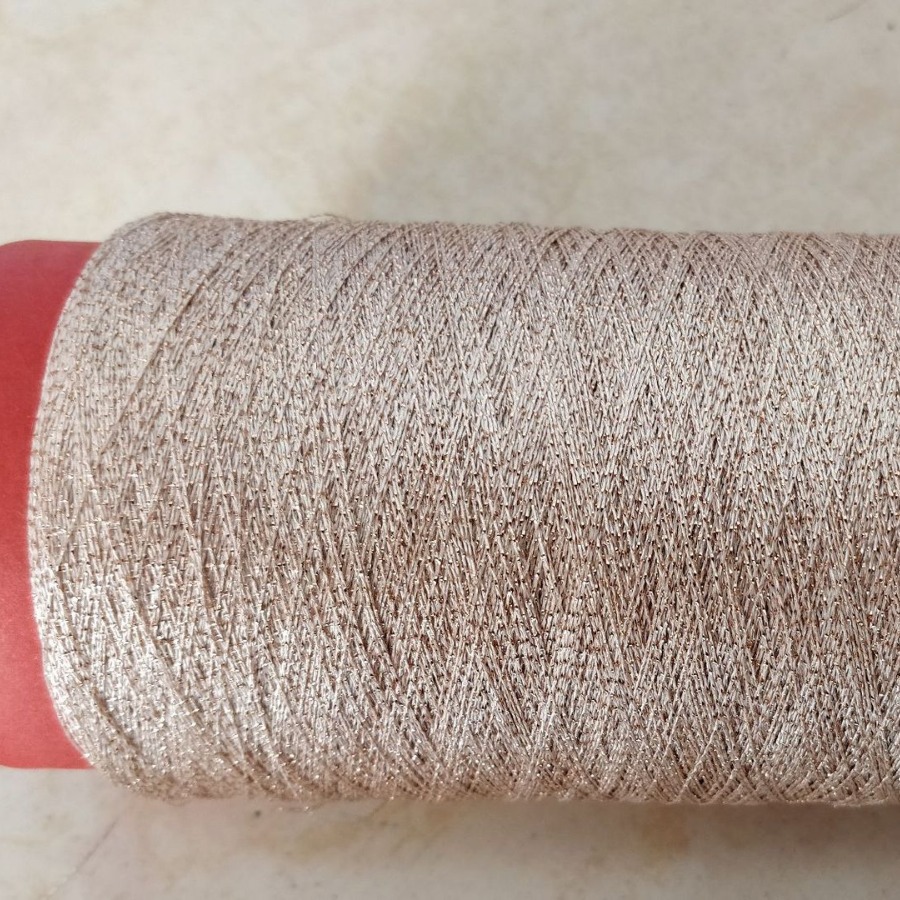 银片包裹线金属质感深梅红亮丝包裹线合纺金银纱面料织物Lurex