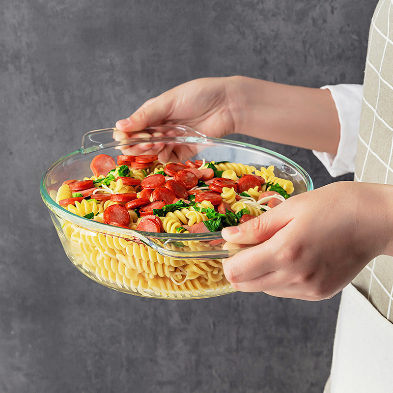 Feinex Tempered Glass Bowl with Lid Fruit Salad Glass Bowl Soup Bowl Microwave Resistant Oven Special Utensils