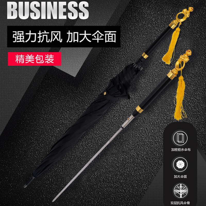Autumn Night Garden AZAHAR White Crystal Ruby Umbrella Long Handle Crystal Sunscreen Umbrella Creative Unsharpened Umbrella with Sword for Self-Defense