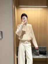 感短款小个子高领拼接貂仿貂绒毛衣外套女设计感小众上衣秋冬