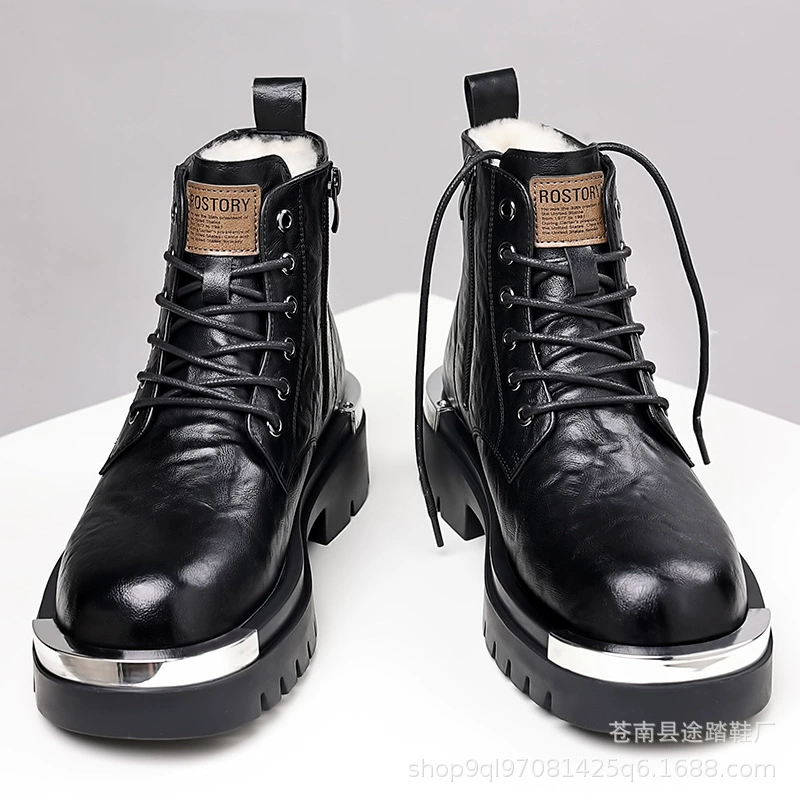 2023 осенне-зимние мужские мотоциклетные ботинки Martins на толстой подошве с высоким берцем, закаленная мужская обувь, хлопковая теплая Модная модная обувь