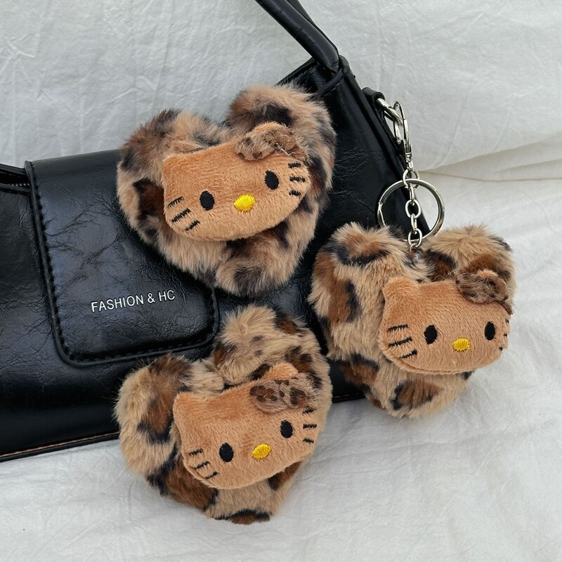 New Cute Autumn and Winter Leopard Plush Cat Doll Bag Bag Bag Keychain Doll Pendant Decorative Ins