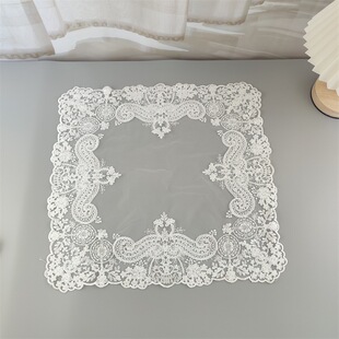 Square Hollow Coasters Embroidered Tablecloth Dining Table Plate Bowl Heat Insulation Pad Decoration Ornaments Props