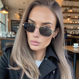 跨境亚马逊希音新款欧美木纹时尚墨镜太阳眼镜男女同款椭圆型眼镜