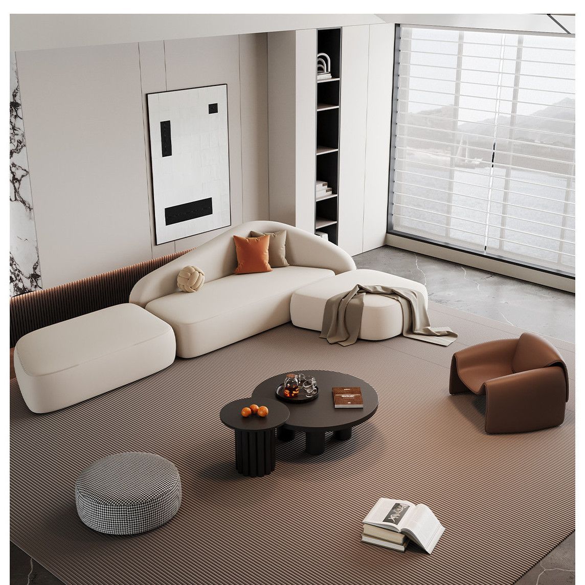 sofá de recepción de lujo ligero de esquina curva de forma especial sala de estar sala de salón de belleza de lujo ligero sala de estar combinación de sofá de recepción