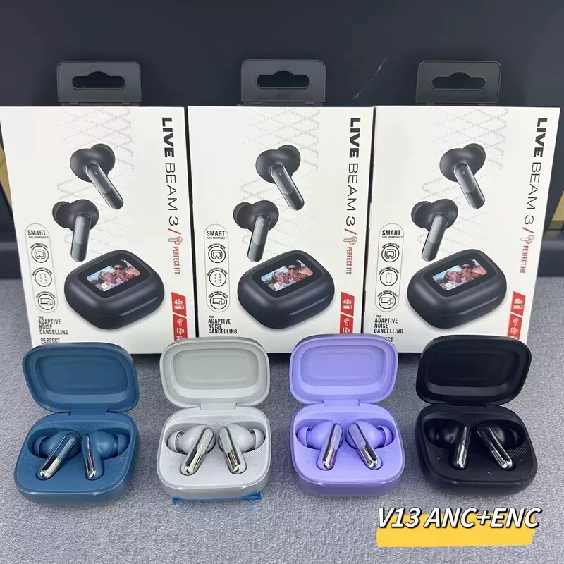 Cross-Border New Model Huaqiangbei V20 Bluetooth Earphones with Touch Screen, Dual Microphone Anc Noise Reduction, Compatible with Live Beam3 Xuan 2