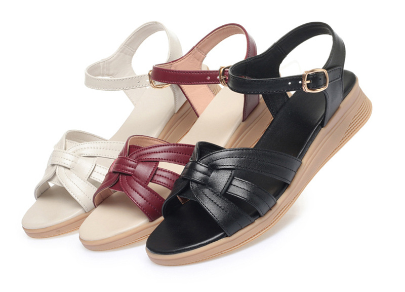 Dép sandal nữ quai chữ V đế mềm chống trơn, thoải mái cho mẹ mùa hè — Đỏ rượu chi tiết 23