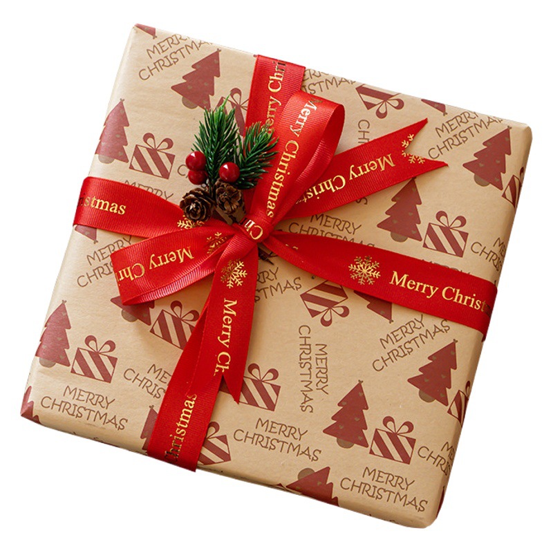 Amazon nuevo papel de regalo de Navidad engrosada papel Kraft amarillo caja de regalo de Navidad papel de embalaje al por mayor