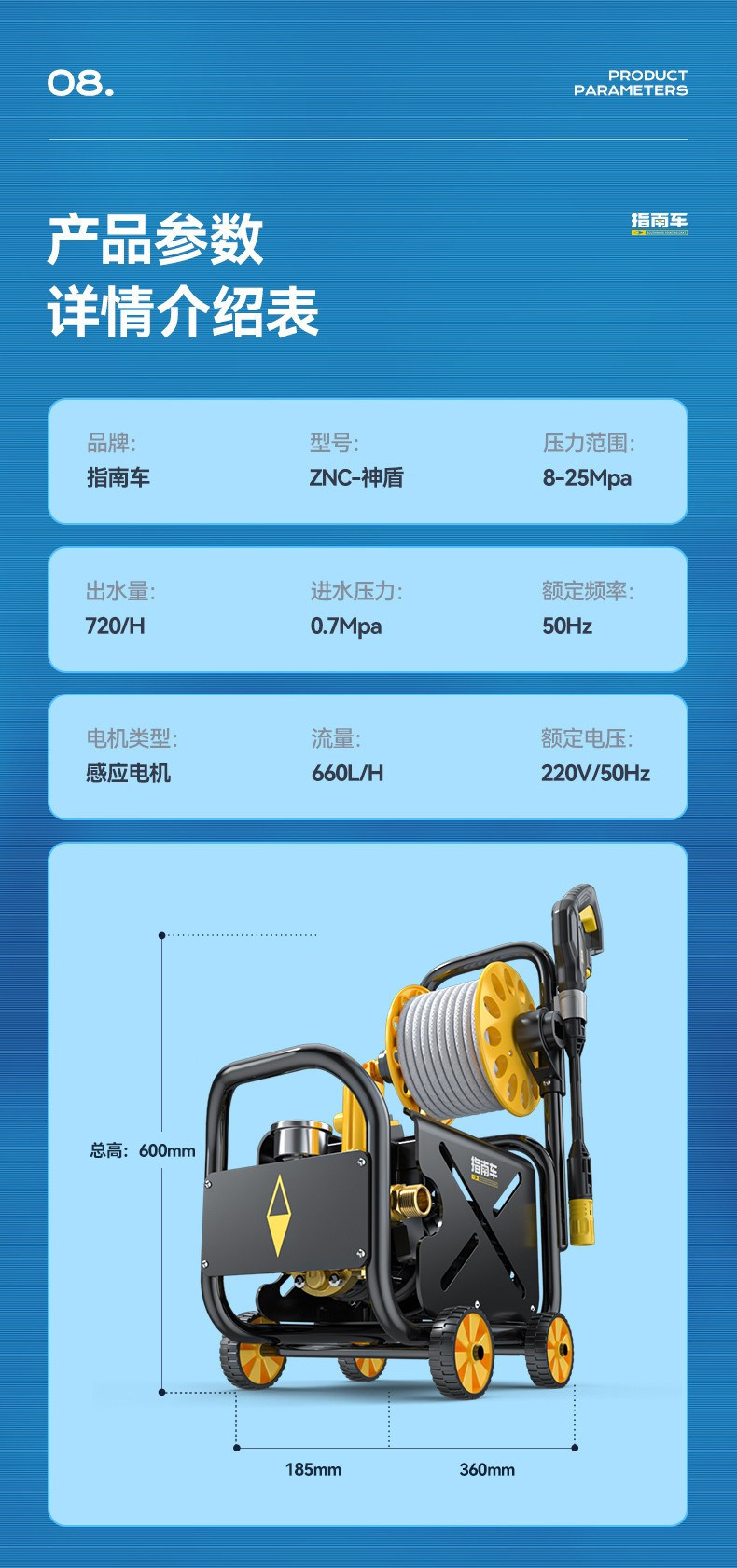 Guide Car High-Pressure Water Pump for Home Use, New Model 220V High-Power Cleaning Car Wash Gun, Super Powerful Floor Cleaner