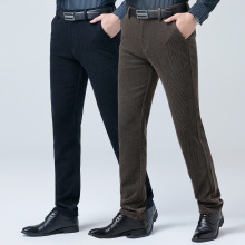 高档品牌灯芯绒休闲裤秋冬季中年男士商务直筒男裤高腰韩版休闲裤