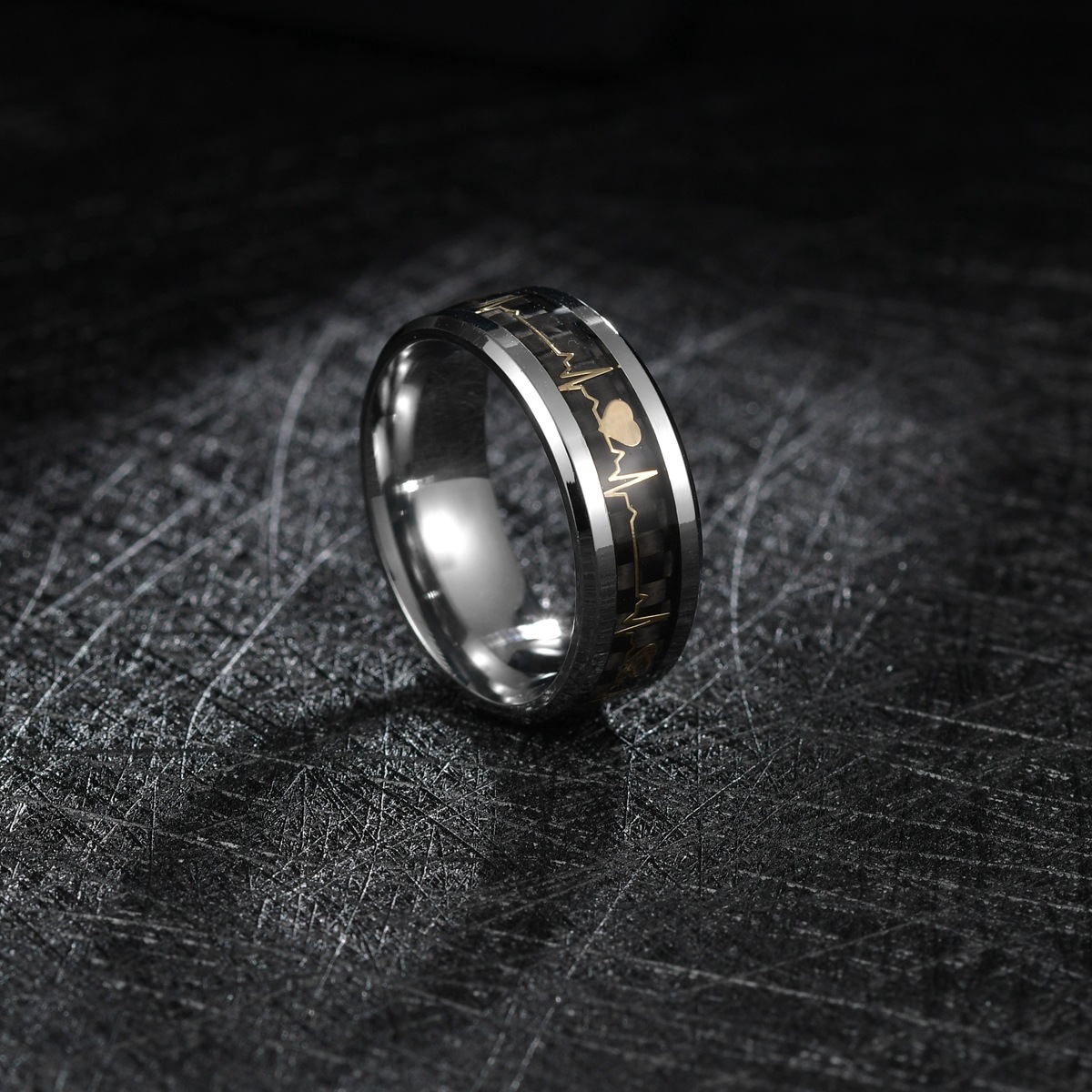 8g Weight Other Inlay Material Birthday Occasion Titanium Steel Material Letter Pattern Unisex Gender Stoving Varnish Design Fashion Style Black Color Wholesale Jewelry Fashion Letter Titanium Steel Other Stoving Varnish Stainless Steel Rings 2
