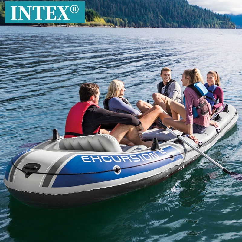 Надувная лодка INTEX, резиновая лодка, утолщённая штурмовая лодка/ховеркрафт, рыболовная лодка, каяк, 2/3/4-местная