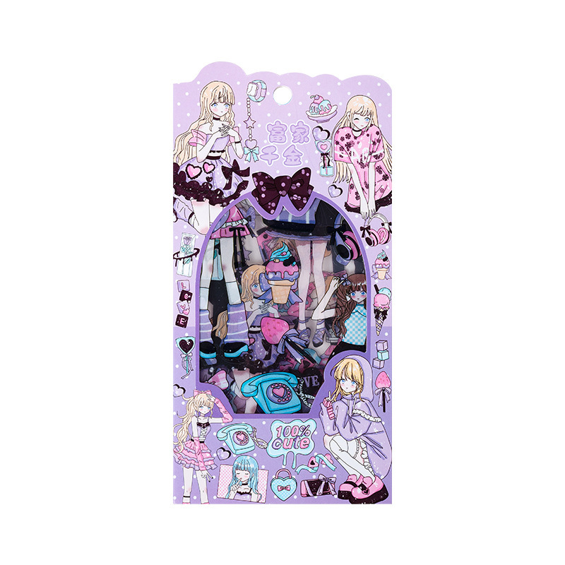 Dimensión de amor amor amoroso corazón de una niña transparente pegatinas impermeables para mascotas diy contabilidad manual diario material de decoración pegatinas animadas dibujos animados