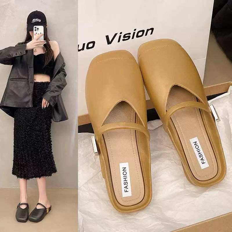 Маленькие мягкие сабо на плоской подошве, новинка весны-лета 2025 года, французские полусабо, модные универсальные ленивые сандалии на плоской подошве.
