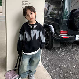 童装男童秋季时髦韩版洋气2026新款中大童帅气单穿时尚男孩卫衣潮