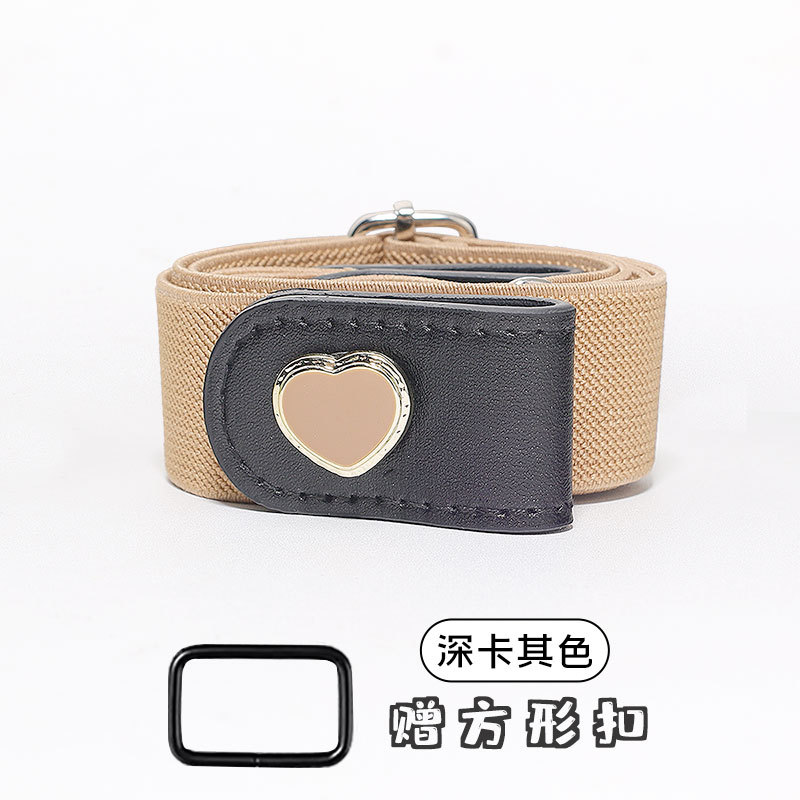 다크 카키 샤넬 스타일 탄성 벨트