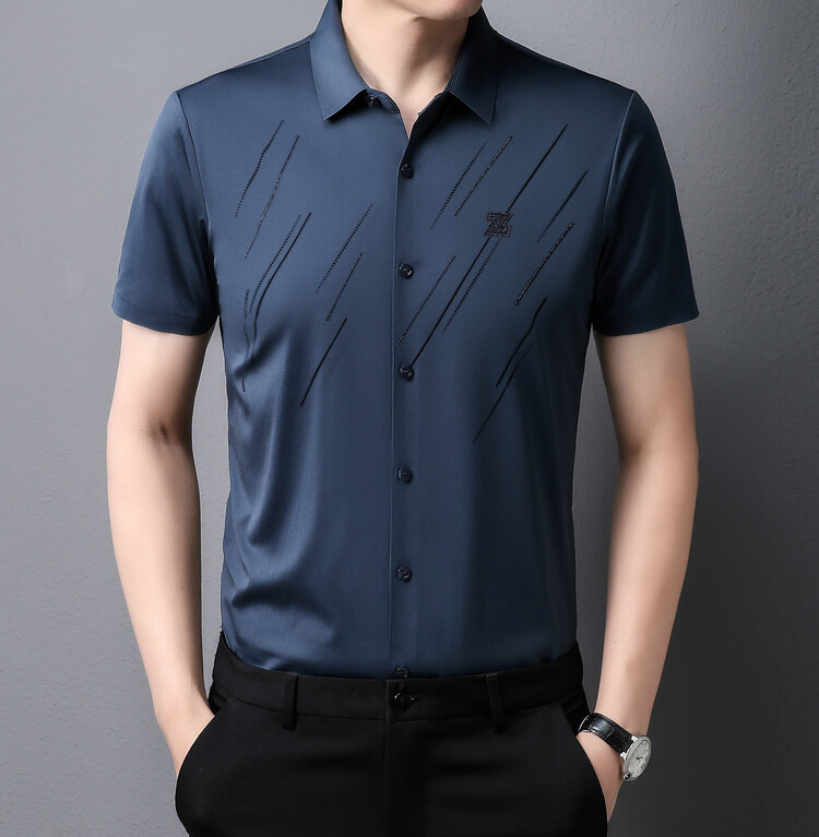 2303 manga corta azul marino